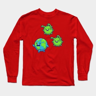 World Scare Corona Virus Cartoon Long Sleeve T-Shirt